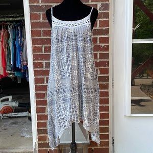 Three Pink Hearts Trixxi Blue Ivory High Low Mini Dress Women’s size Small